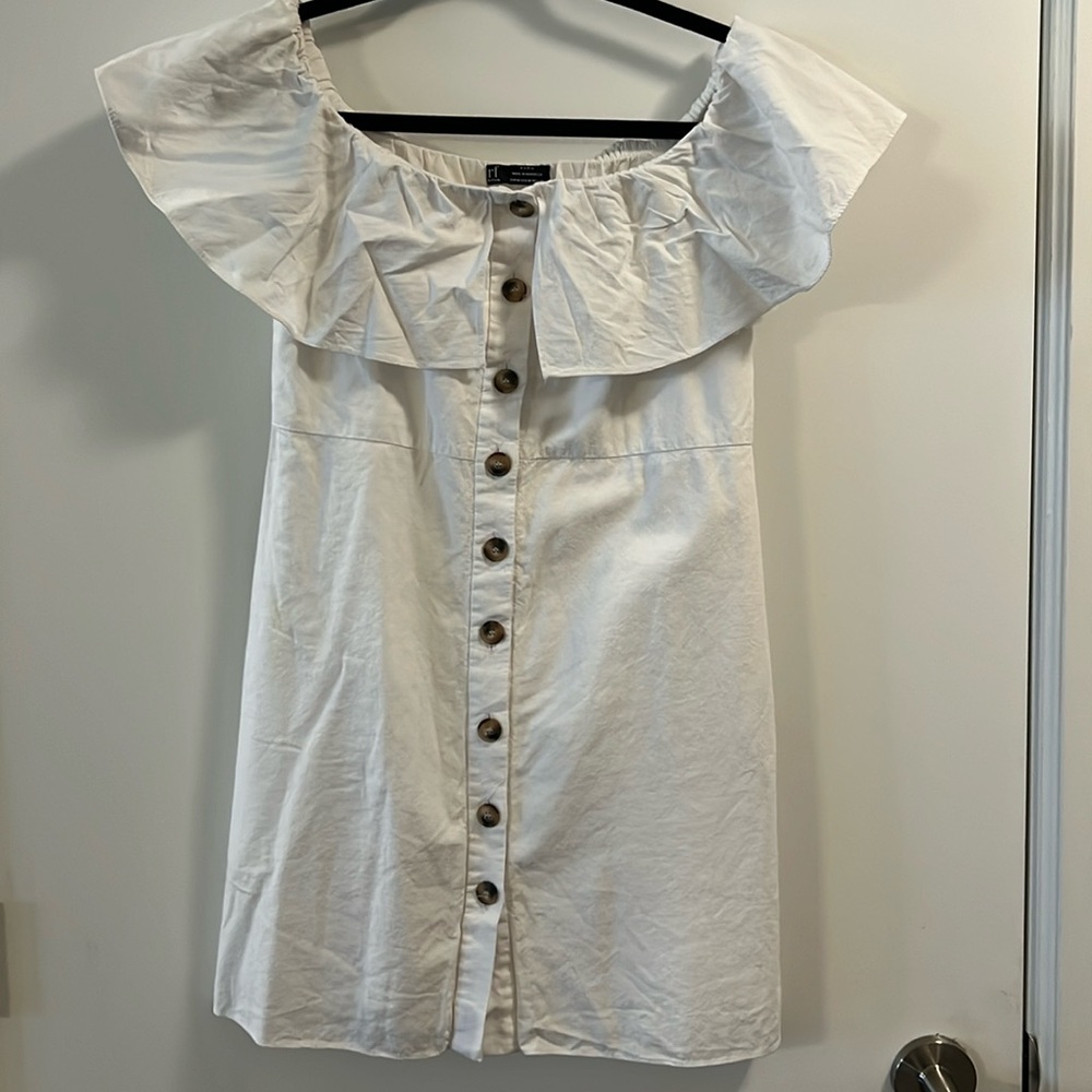 Linen off the shoulder dress